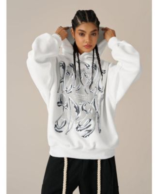 Women's Futuristic Liquid Metal Design Pullover Hoodie