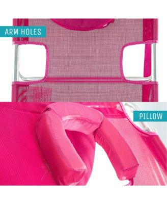 Original 3N1 Lightweight Outdoor Beach Lounge Chair with Footrest, Pink