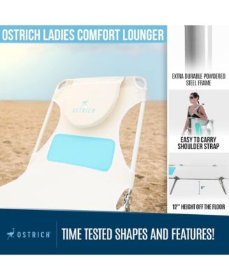 Ladies Comfort Lounger, Foldable Beach Camping Pool Tanning Chair, White