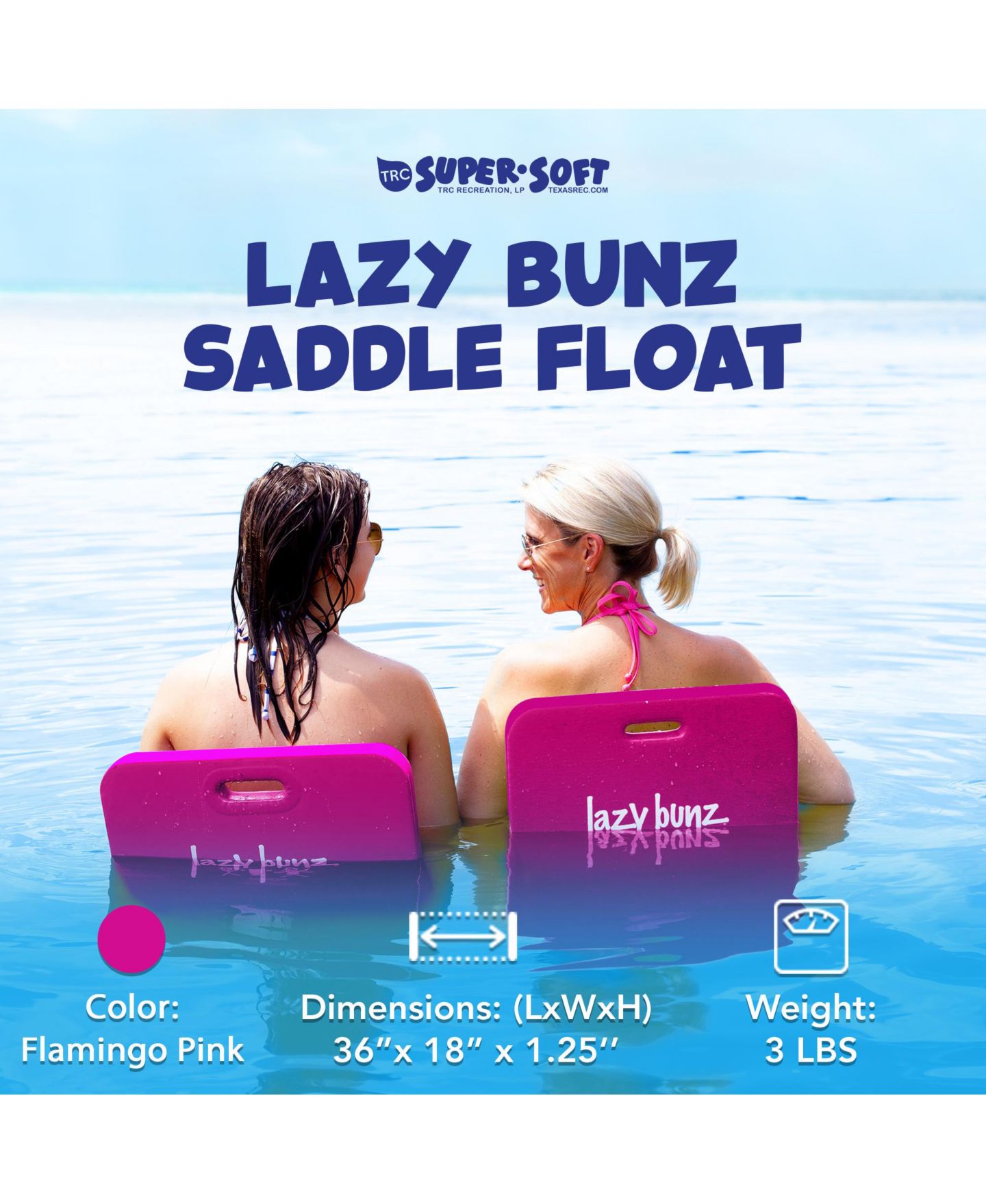 Детская игрушка TRC Recreation Lazy Bunz 36" x 18" Foam No-Inflation Saddle Float, Ages 13+ — фото 4