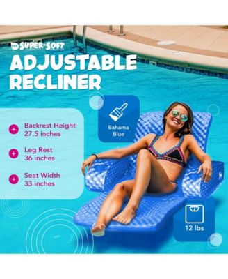 Super Soft Adjustable Pool Lounger Recliner Float, Bahama Blue
