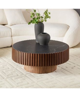  Nesting Round Sintered Stone Coffee Table - Walnut