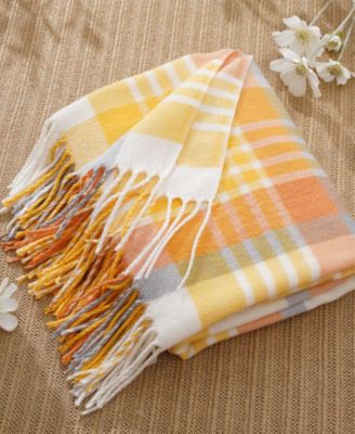 Yarn-Dyed Woven Plaid Fringe Throw, 60" x 50"
