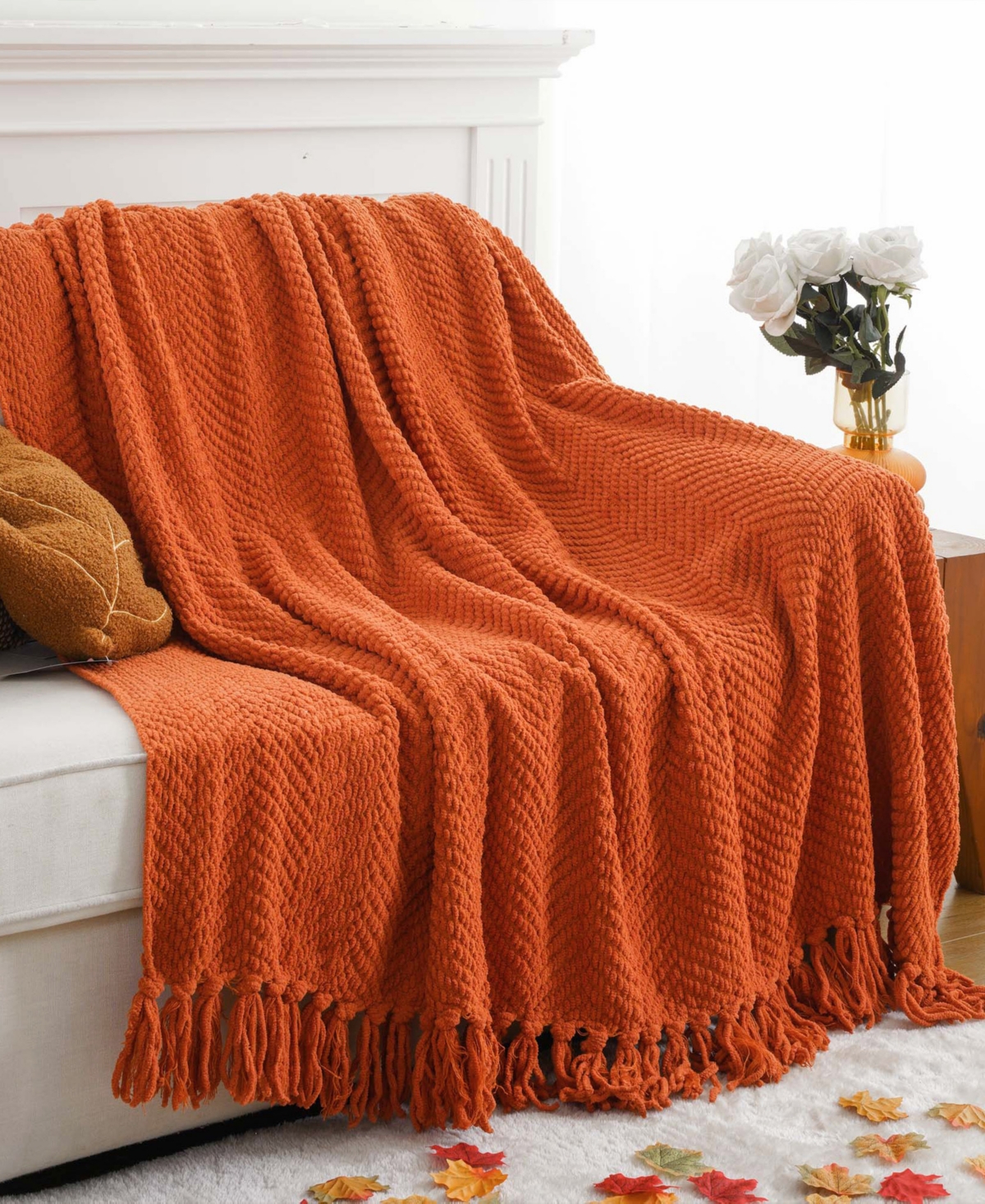 Battilo Herringbone Chenille Knit Throw, 60"x 80"