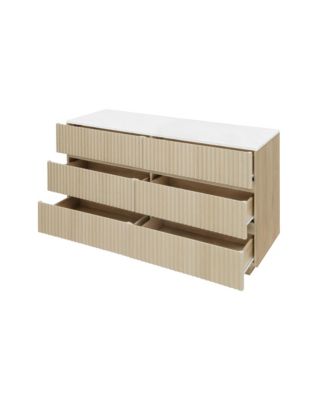 Fluted 6-Drawer Double Dresser with LED