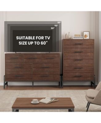 50" Tall 5-Drawer Wooden Freestanding Dresser with Large Storage Space