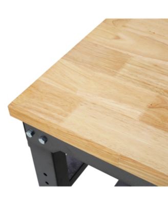 Adjustable Rolling Workbench with Rubber Wood Top (35" Wide