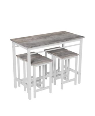 5-Piece White Oak Kitchen Bar Table Set with 4 Stools