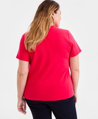 Plus Size Short-Sleeve V-Neck Top