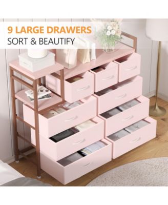 9-Drawer Modern Dresser with Charging Station, Heavy-Duty Storage Chest, Power Cord, Bedroom, Living Room, Entryway