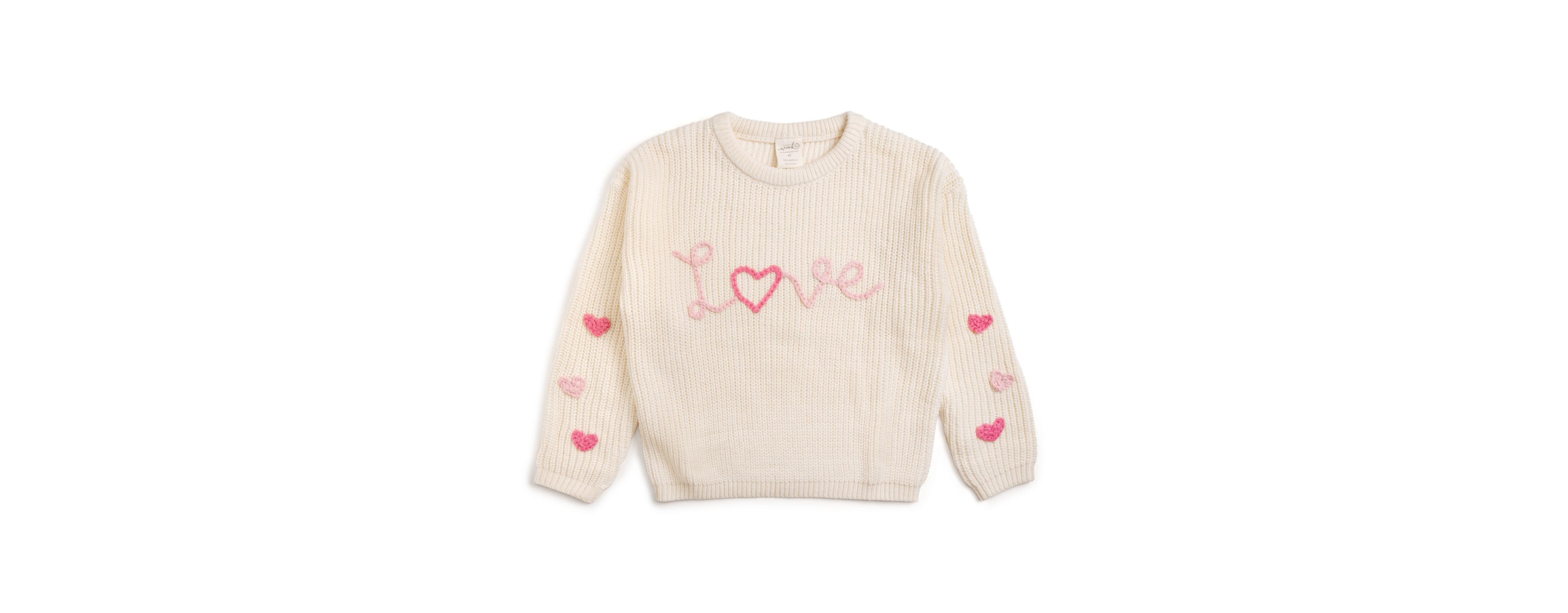 Sweet Wink Girls Ditsy Love Valentine's Day Knit Sweater