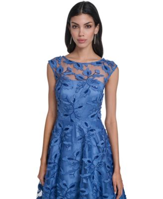 Women's Illusion Boat Neck High-Low Dress