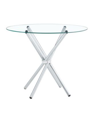 Unique Round Glass Dining Table with Silver Legs