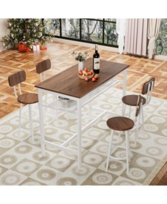5-Piece Bar Table & Chairs Set, Modern Metal Counter Height Dining Set