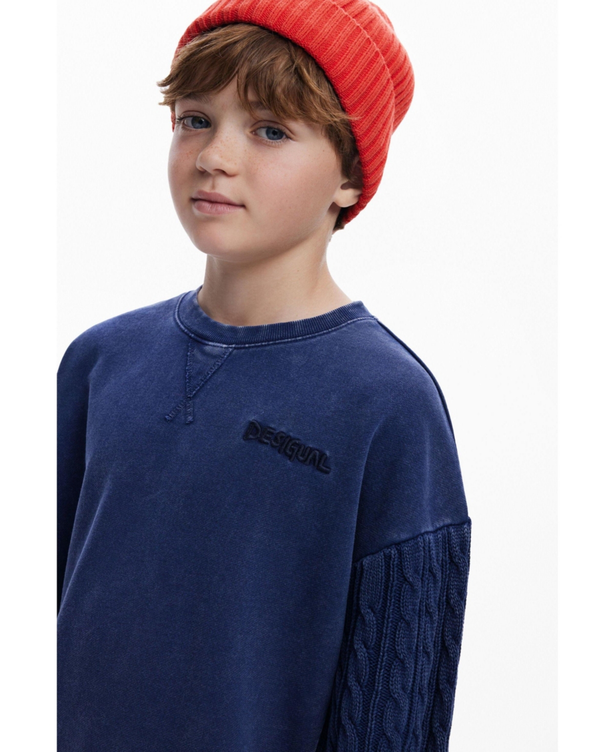 Desigual Boys Boys's Cable knit sleeve sweatshirt