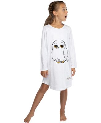 Girls Pajama Hedwig Owl Micro Raschel Fleece Long-Sleeve Hi-Lo Nightgown