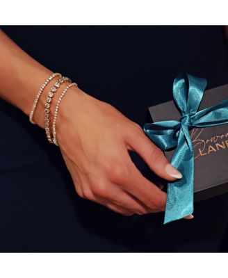 18K Gold Vermeil Bracelet with 5mm Bezel Set Simulated Diamonds