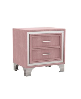 Mid-Century Velvet Nightstand, Pink