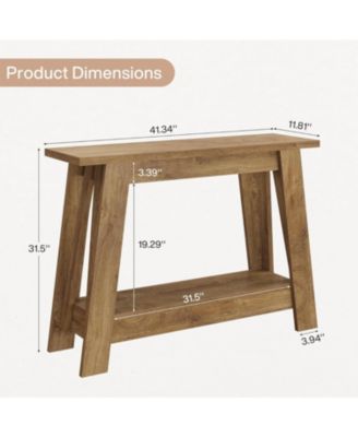 41.3" Farmhouse Console Table, 2-Tier Wooden Entryway Table