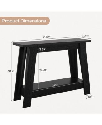 41.3" Farmhouse Console Table, 2-Tier Wooden Entryway Table
