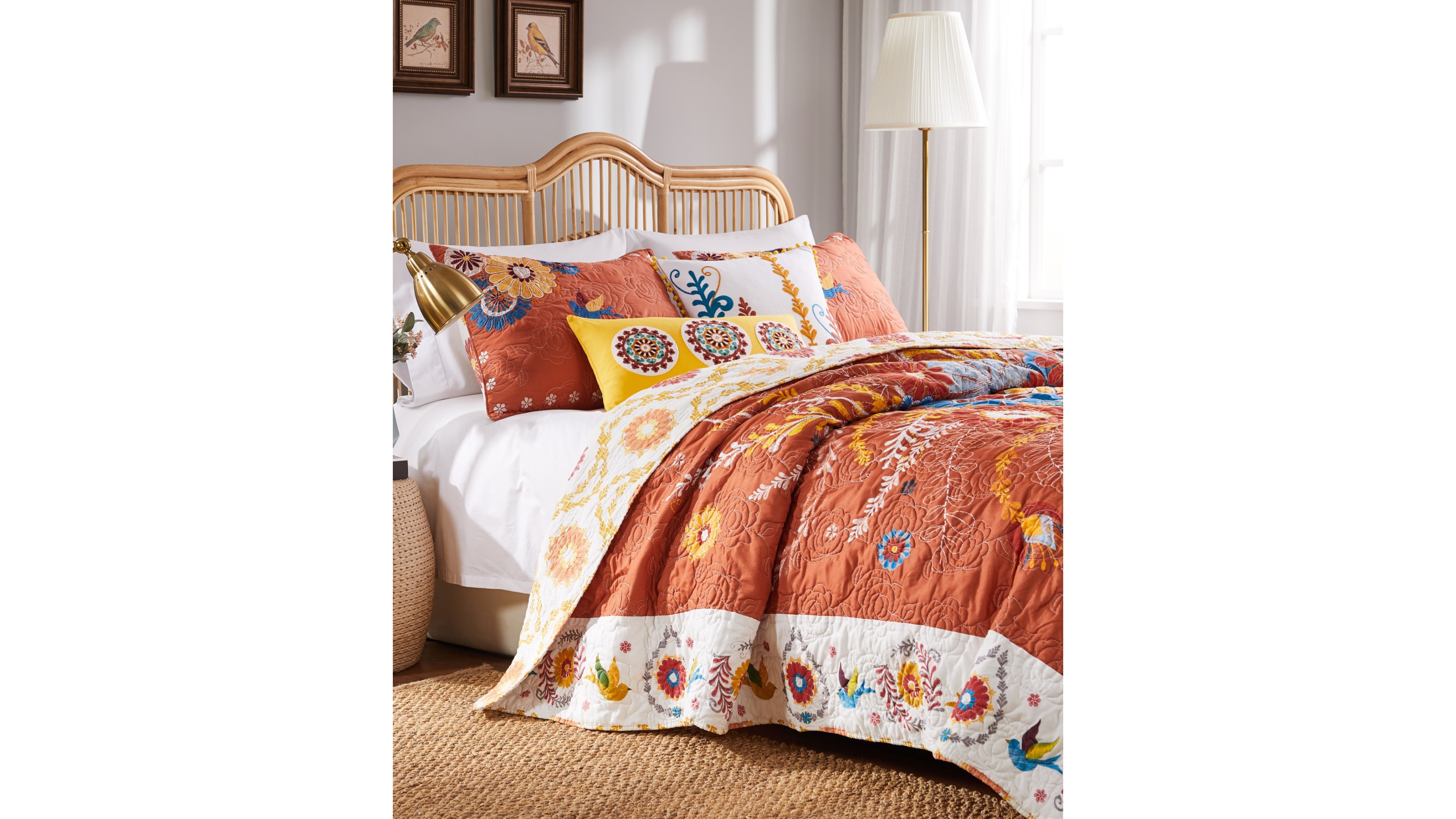 Greenland Home Fashions Topanga Bohemian Floral 5-Pc. Quilt Set, Full/Queen