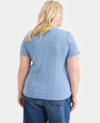 Plus Size Short-Sleeve Henley Top