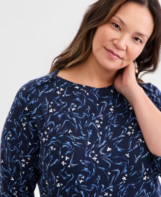 Plus Size Pima Cotton 3/4-Sleeve Top