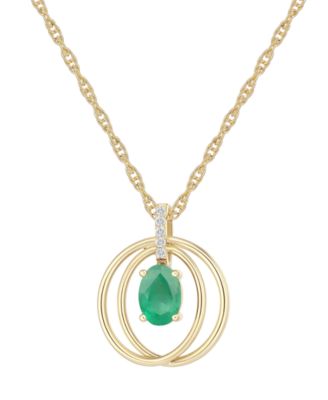 Sapphire (1 ct. t.w.) And Diamond (1/20 ct. t.w.) Pendant Necklace in 14k White Gold (Also Available in Emerald & Ruby)