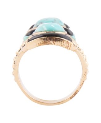 Double Up Blue Turquoise and Black Onyx Golden Ring