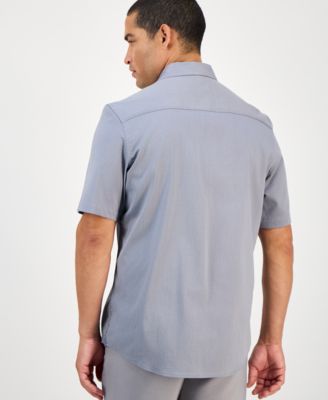 Men's Short-Sleeve Modern Stretch Dobby Shirt, Created for Macy's 