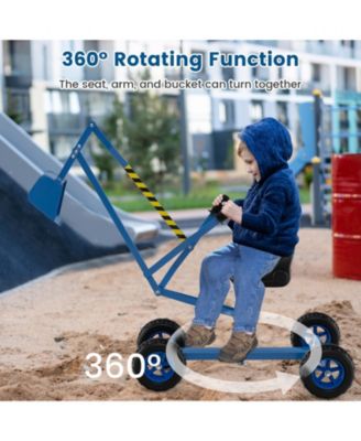 Kids Sand Digger Toy with Two-Hand Controls and Metal Shovel Arm