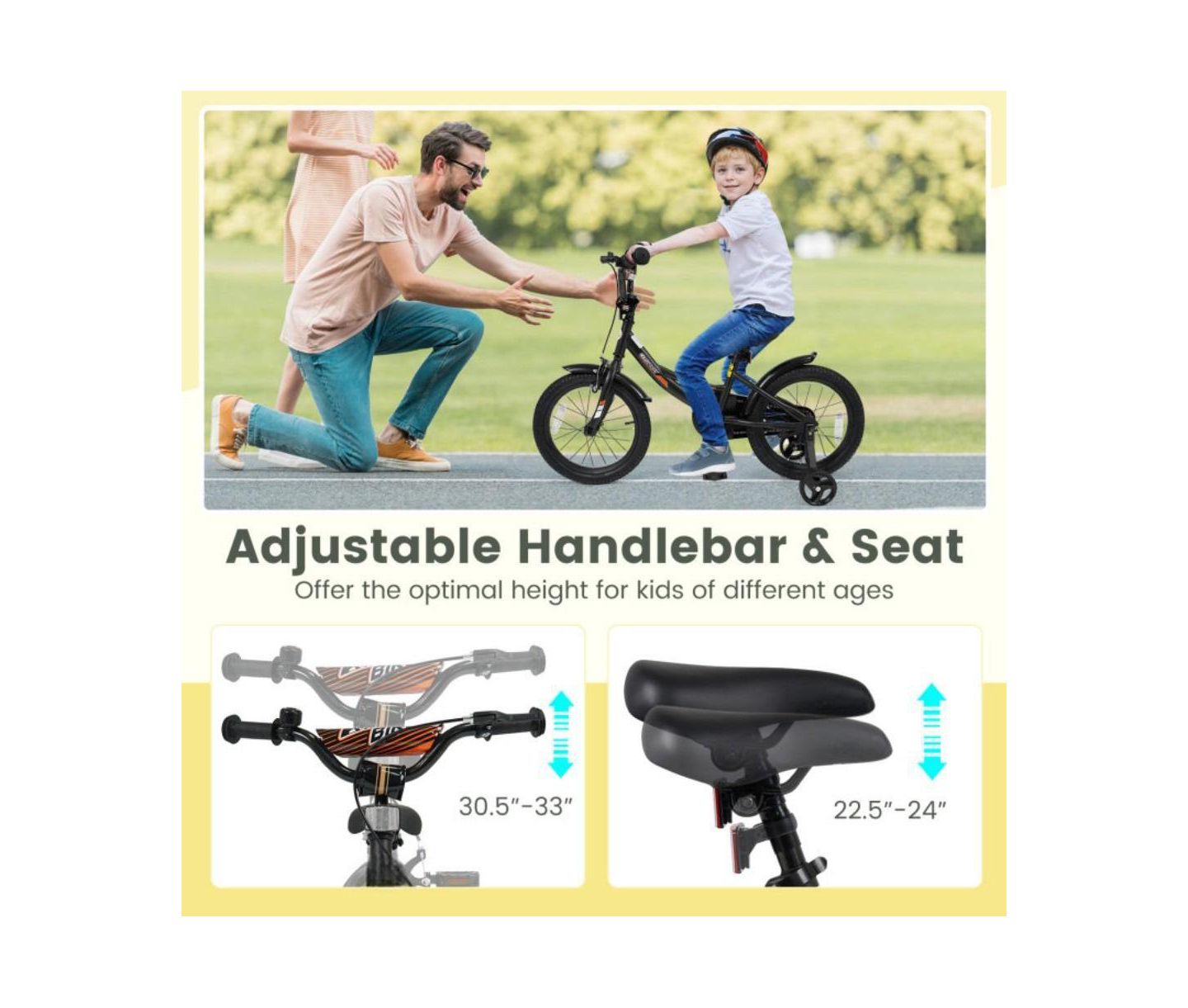 Детская игрушка HONGGE 16-Inch Metal Kids' Bike with Training Wheels and Coaster Brake, Ages 4-7, цвет: Чёрный — фото 8