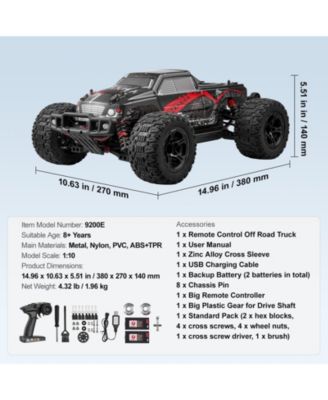 RC Car 1:10, 4WD Off-Road Monster Truck 38 km/h with 45&deg; Wheelie & 2 Batteries, High-Speed Racing Toy for Kids 8+, IPX4