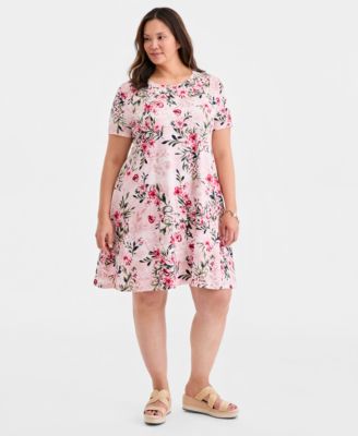 Plus Size Round-Neck Short-Sleeve T-Shirt Dress