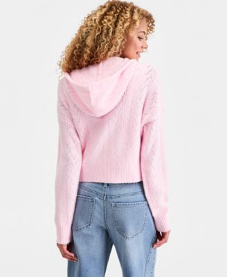 Juniors' Pointelle Sweater Hoodie