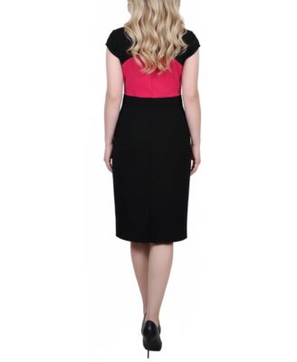 Petite 3/4 Sleeve 2 Piece Colorblocked Dress Set