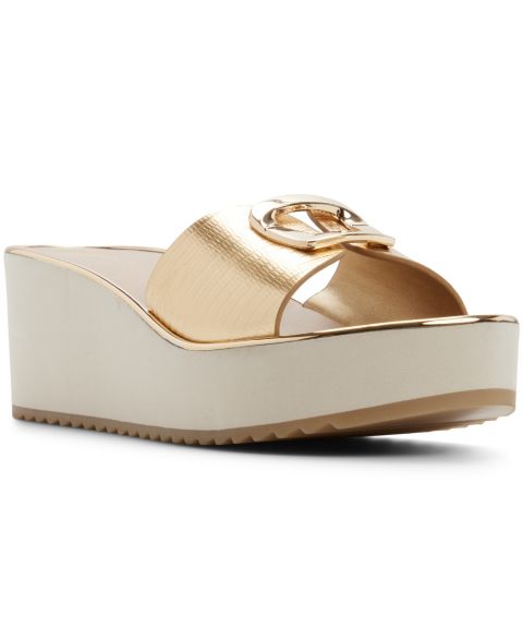 Женские сандалии ALDO Menhaden Wedge Slip-On, цвет: Золотой металлик
