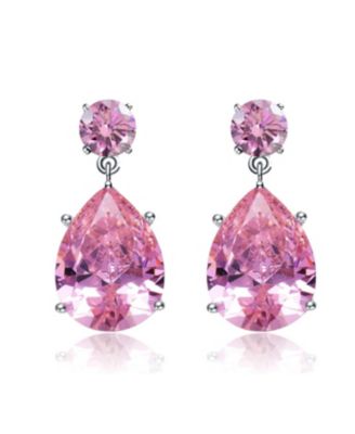 Women's Plated Colored Cubic Zirconia Drop Earrings