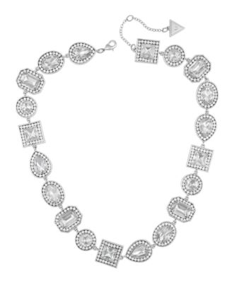Rhinestone Silver-Tone Statement Necklace