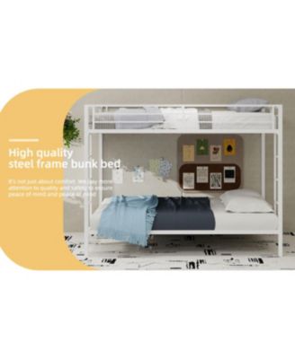 Streamdale Multi-Functional Square Tube Iron Bunk Bed, Full Over Full, White