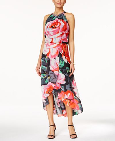 MSK Floral-Print High-Low Tulip Dress - Dresses - Women - Macy's