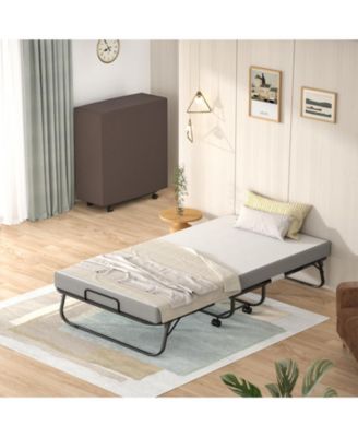 38" Twin Size Folding Bed with 4.5" Memory Form Mattress and Sturdy Metal Frame
