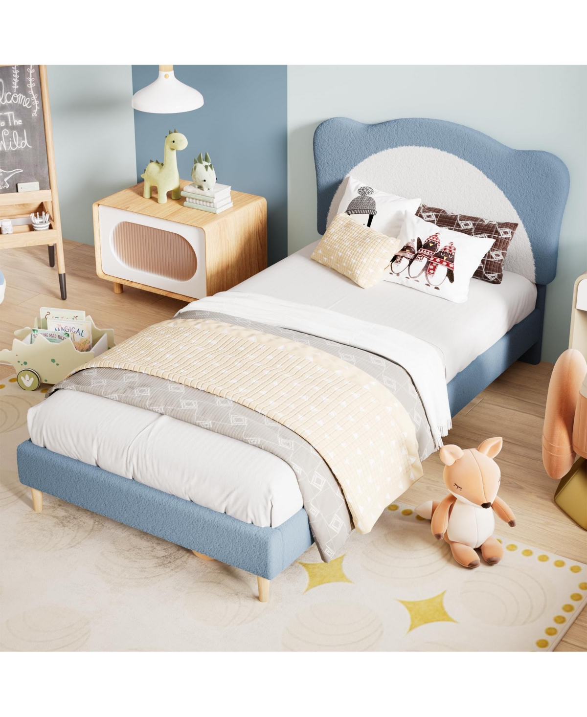 gaomon Upholstered Twin Bed Frame for Kids