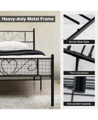 Twin XL Metal Platform Bed Frame Heavy-duty Steel Slat Support with Storage