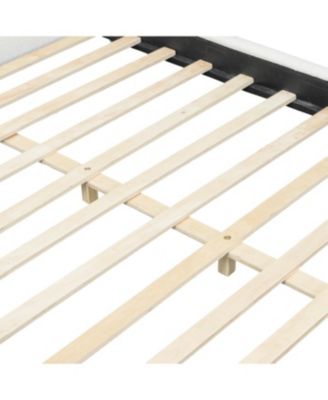 Streamdale Queen Size Boucle Upholstered Platform Bed with Solid Wood Legs, White