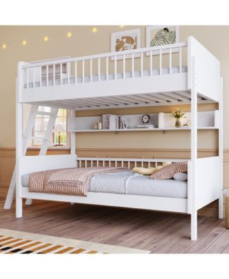 Streamdale Twin Size Wooden Bunk Bed with 3 Storage Shelves, White