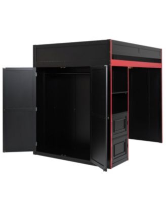 Streamdale Gaming Loft Bed with Desk and Storage, LED Lights, Full