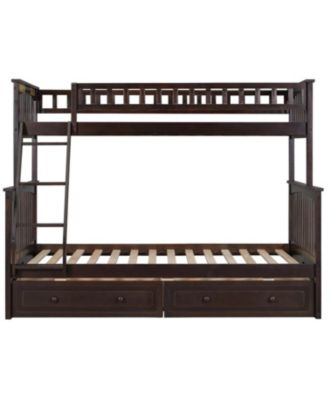 Twin over Full Bunk Bed with Drawers, Convertible Beds