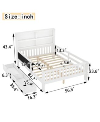  Full Platform Bed with Chalkboard, Storage, Shelves