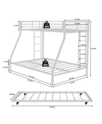 Streamdale High-Stability Queen Bunk Bed with Ladder & Trundle